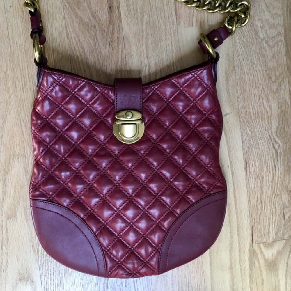 Marc Jacobs Quilted Leather Maroon Shoulder Bag